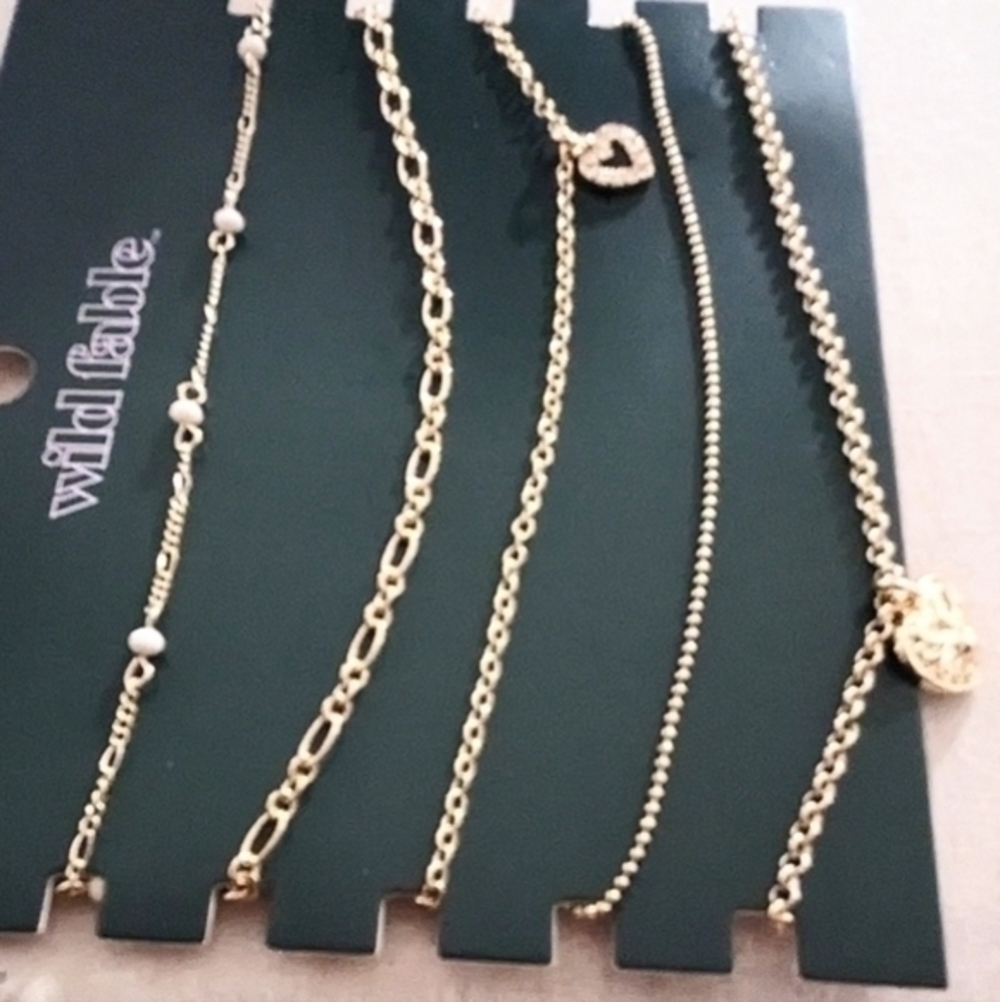 Wild Fable set of Five Chain Necklaces NWT.